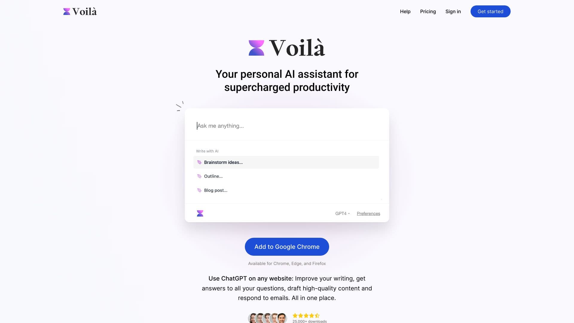 Voilà - ChatGPT browser assistant screenshot