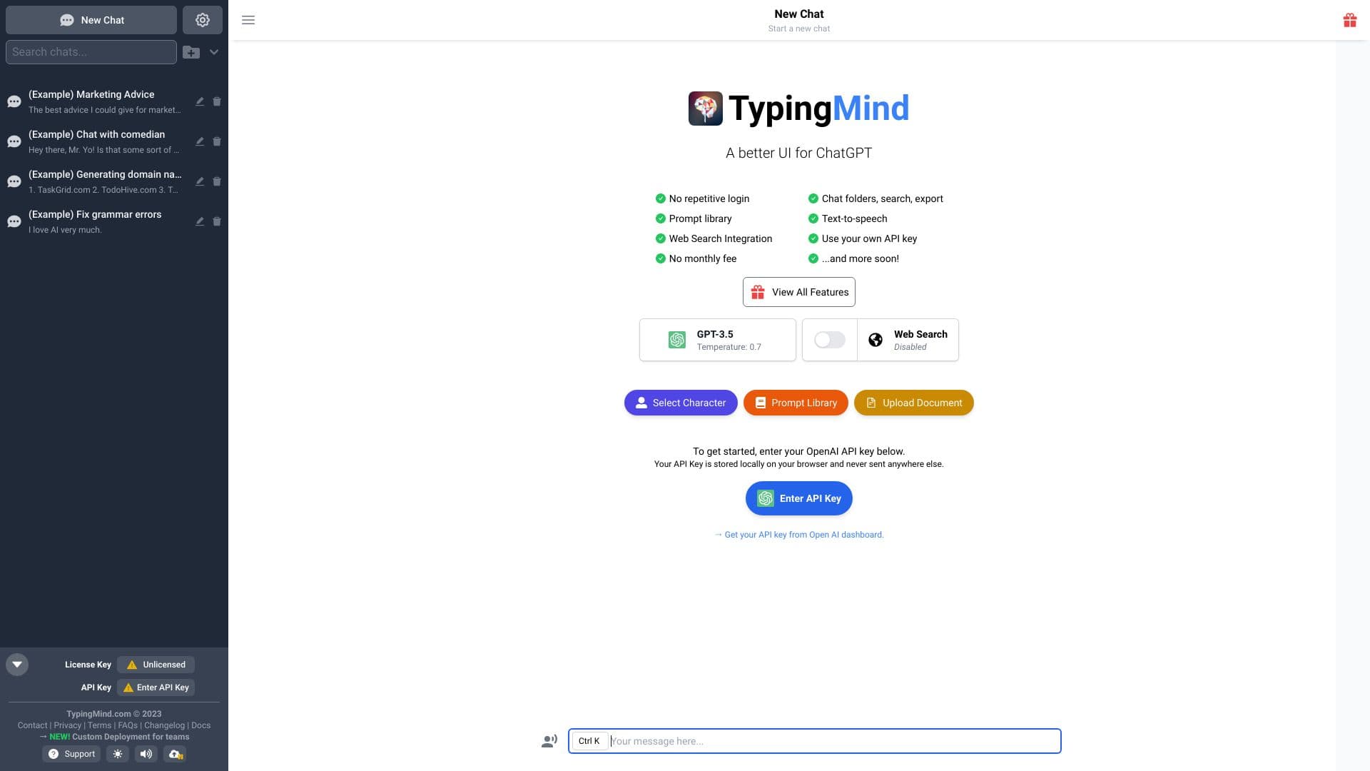 Typing Mind screenshot