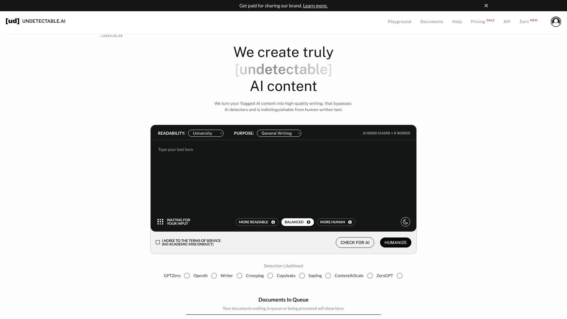 Undetectable.ai screenshot