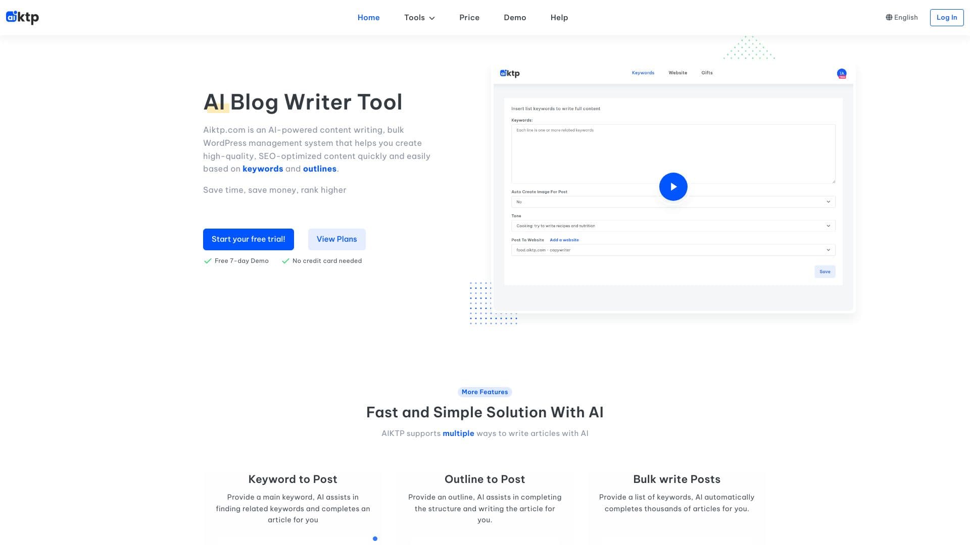 AI Keywords To Posts screenshot