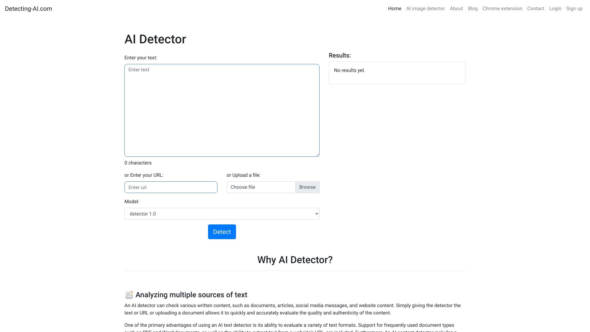 Detecting-AI.com screenshot