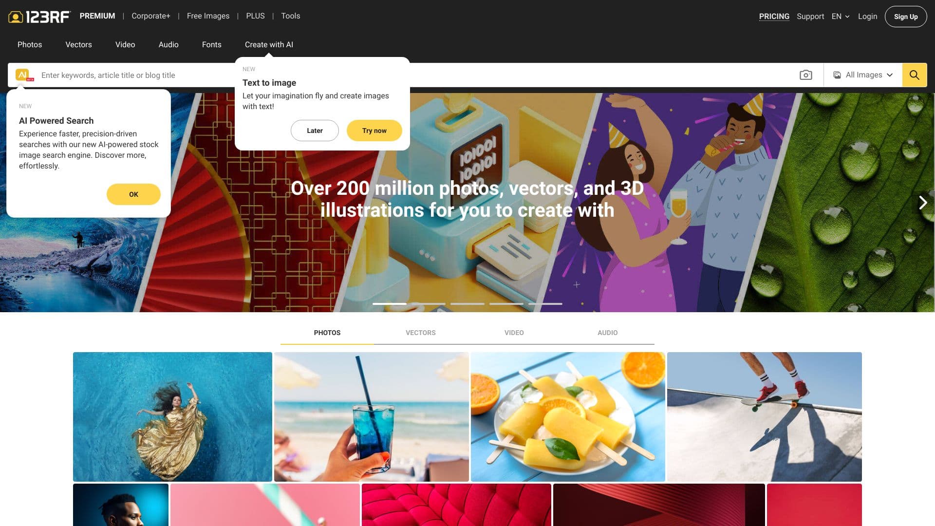 123RF AI Search Engine screenshot