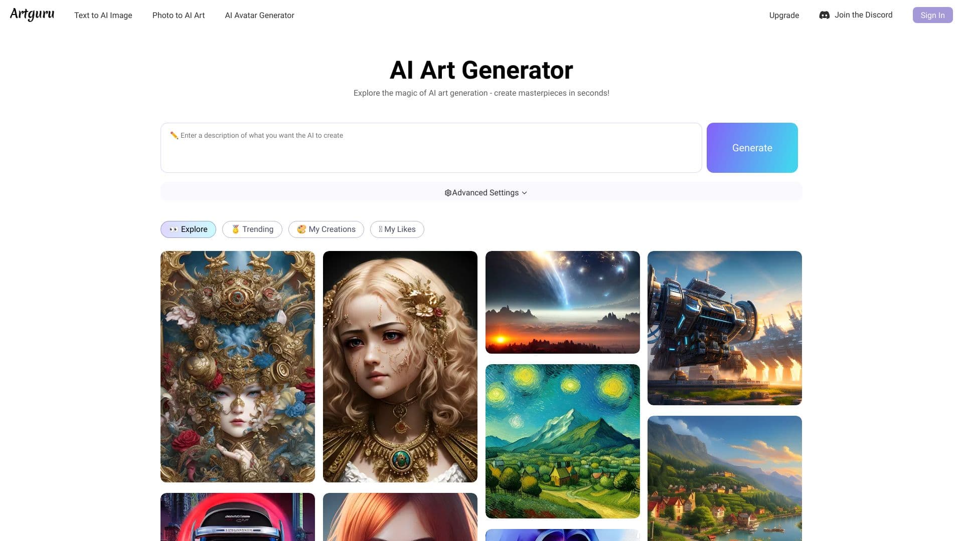 Artguru AI Art Generator screenshot