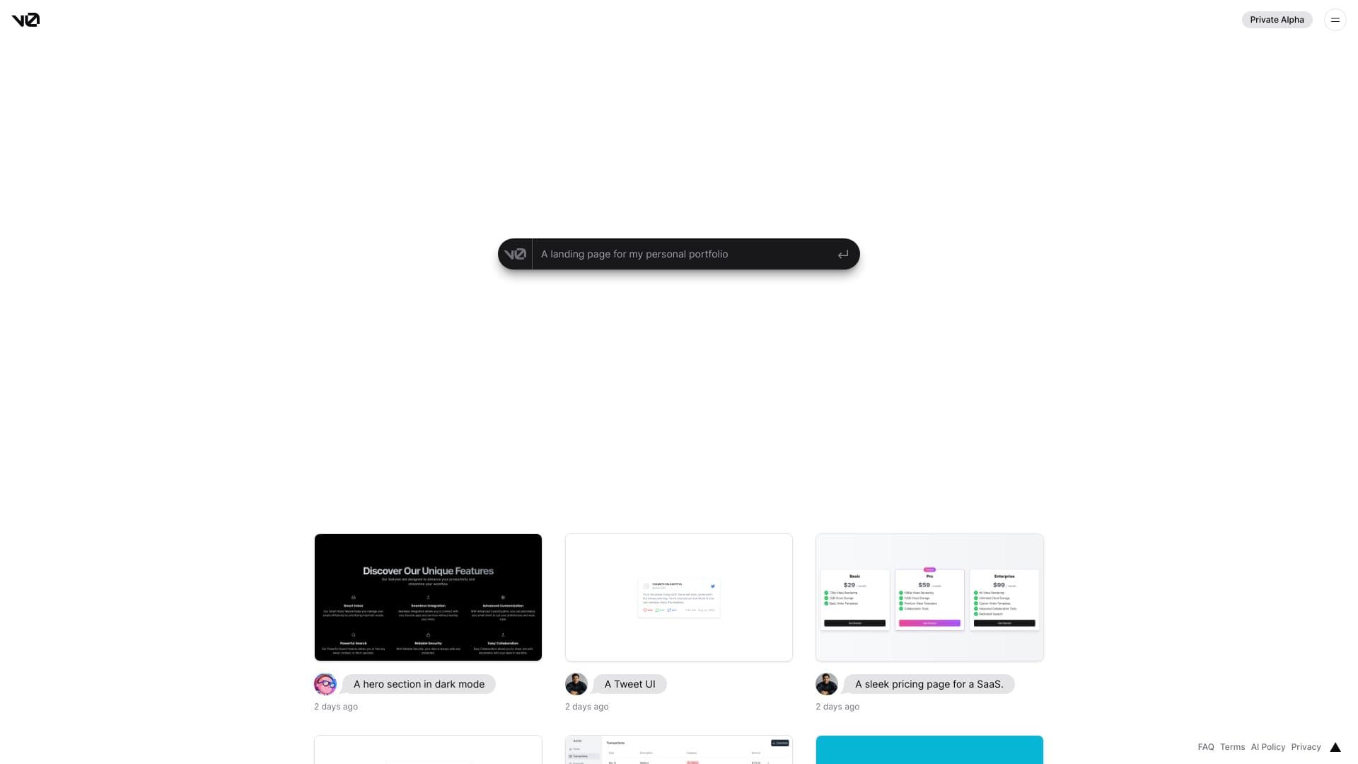 v0.dev by Vercel Labs screenshot