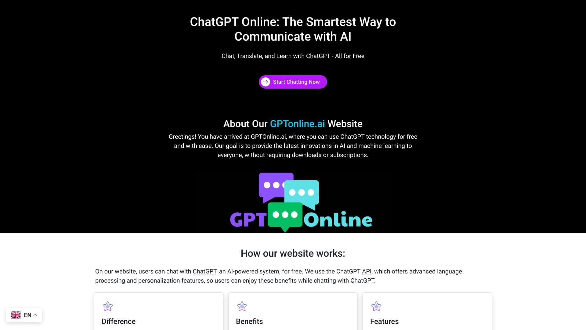 ChatGPT Online - GPTOnline.ai screenshot