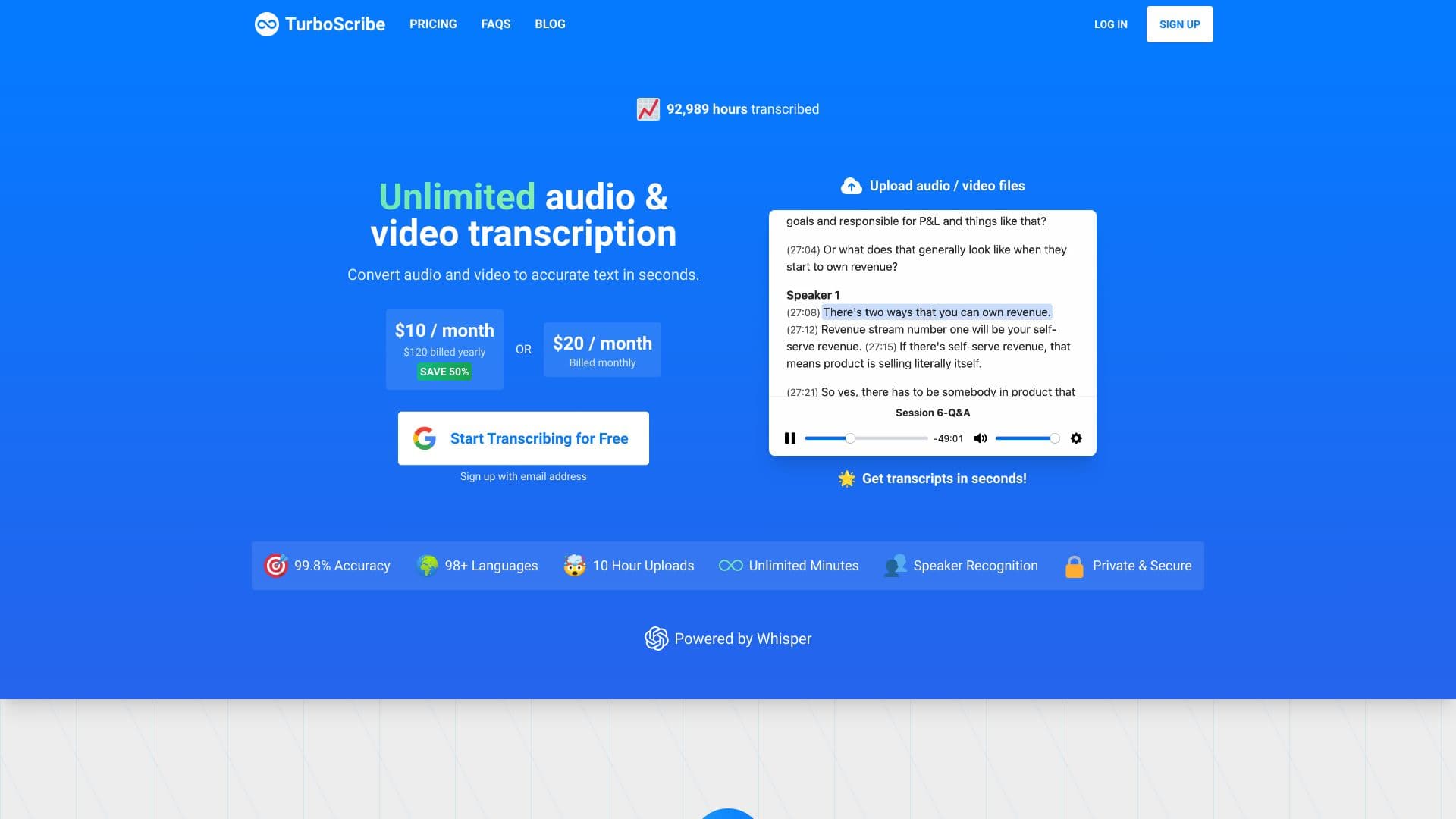 TurboScribe screenshot