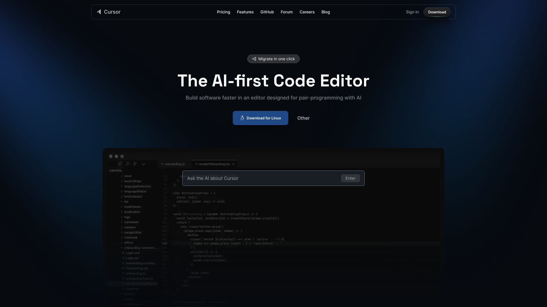 cursor.sh screenshot