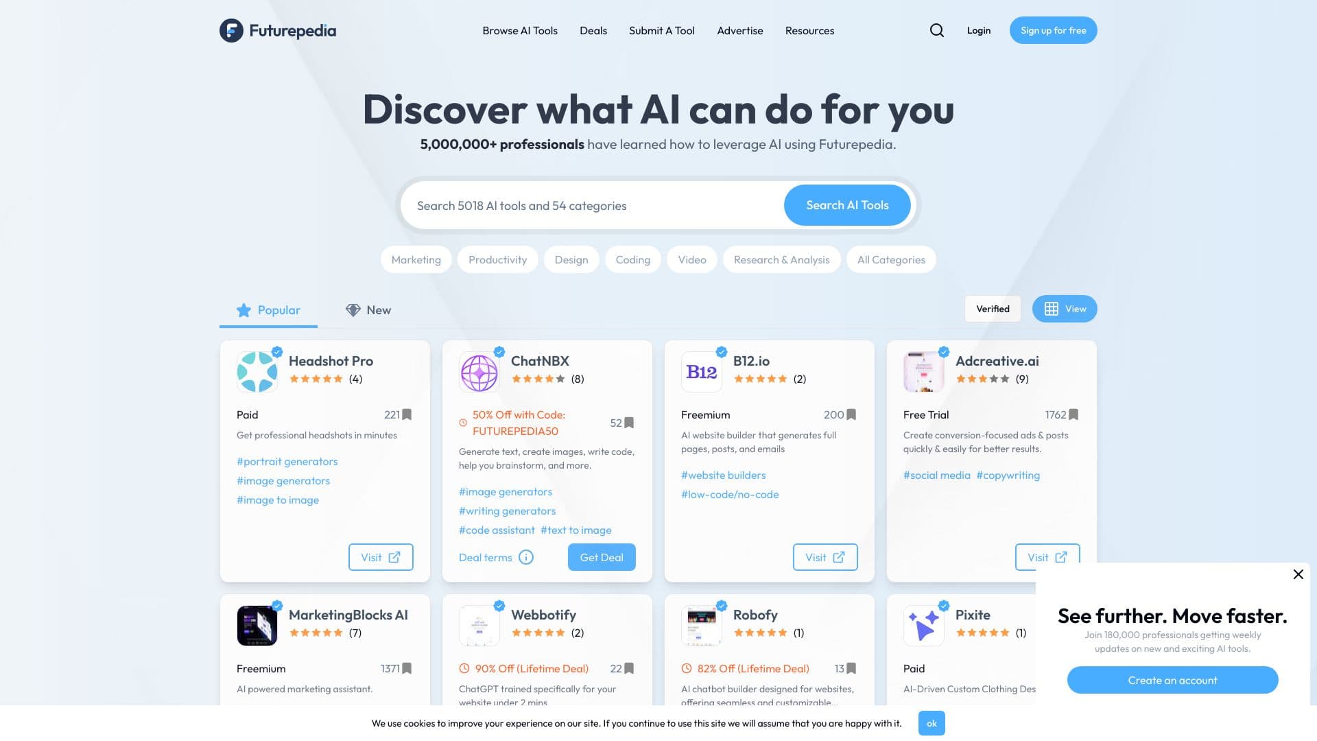 Futurepedia - Find The Best AI Tools & Software screenshot