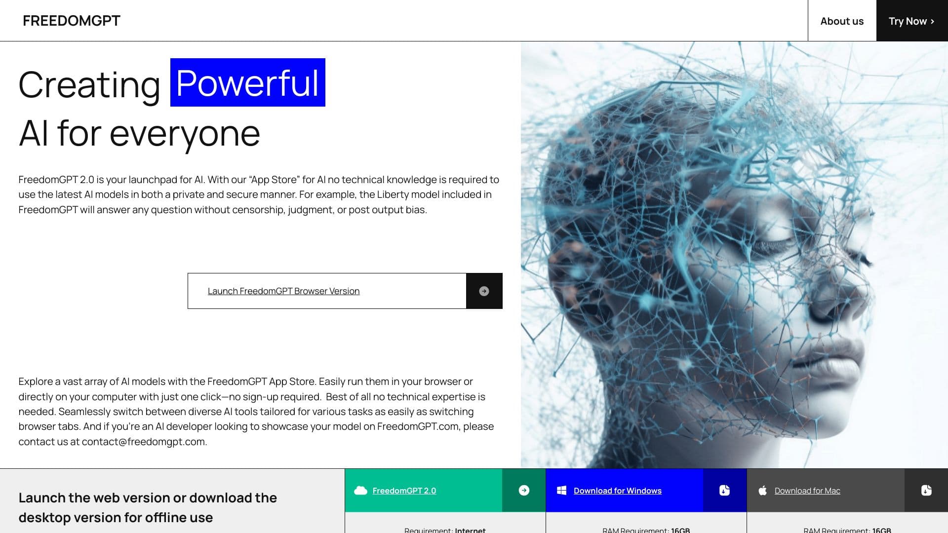 FreedomGPT screenshot