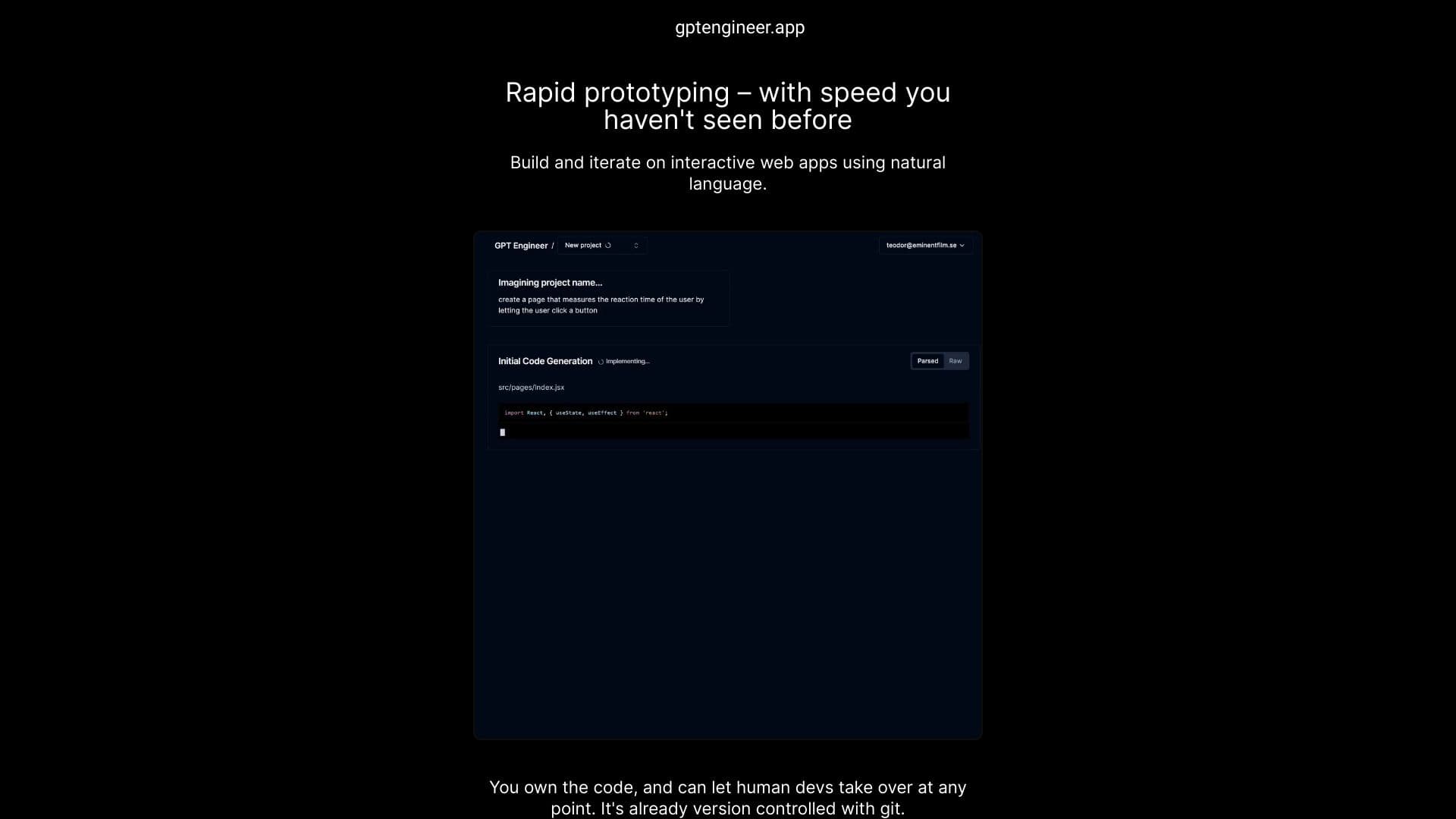 gptengineer.app screenshot