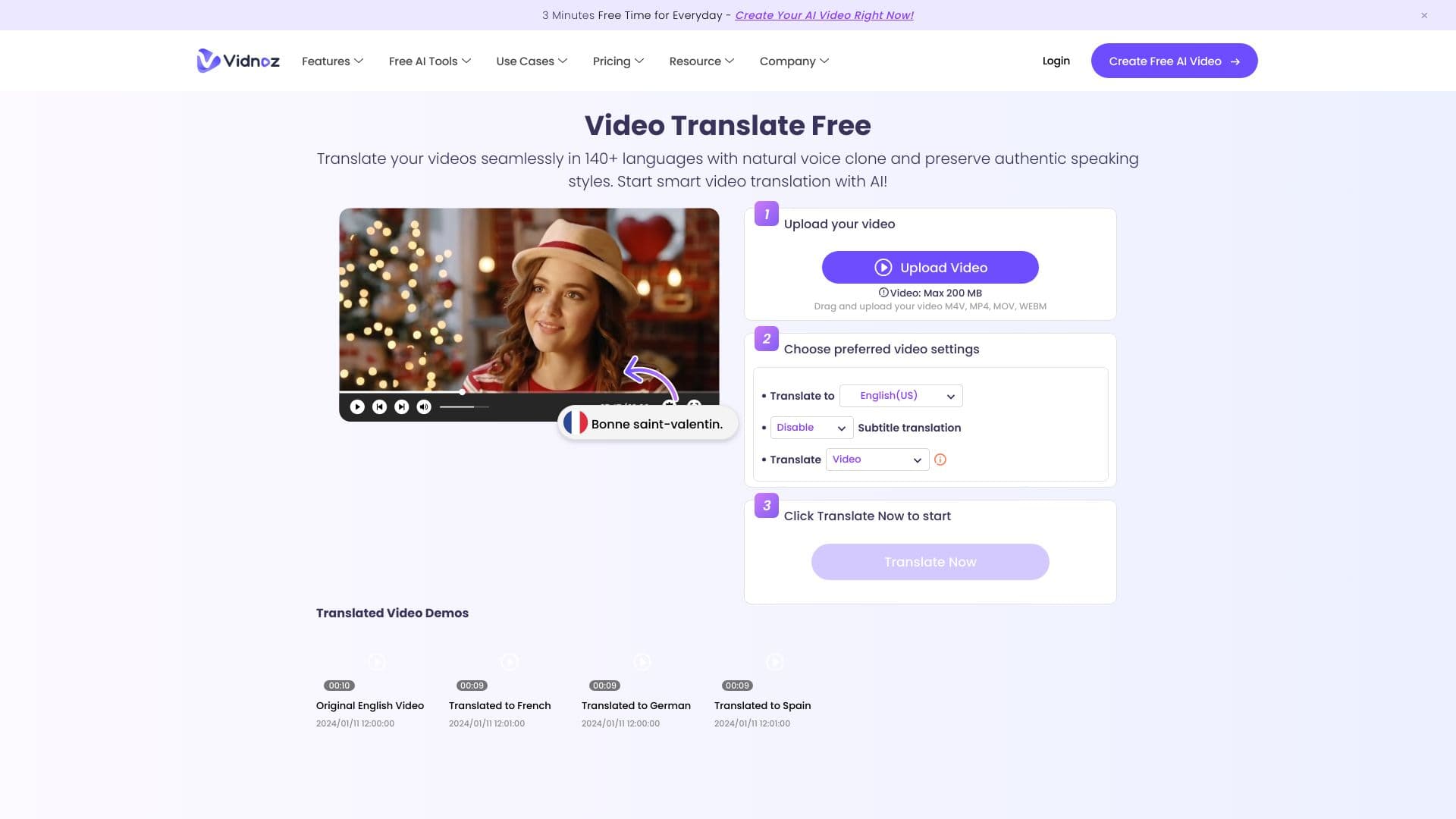 Vidnoz AI Video Translator screenshot