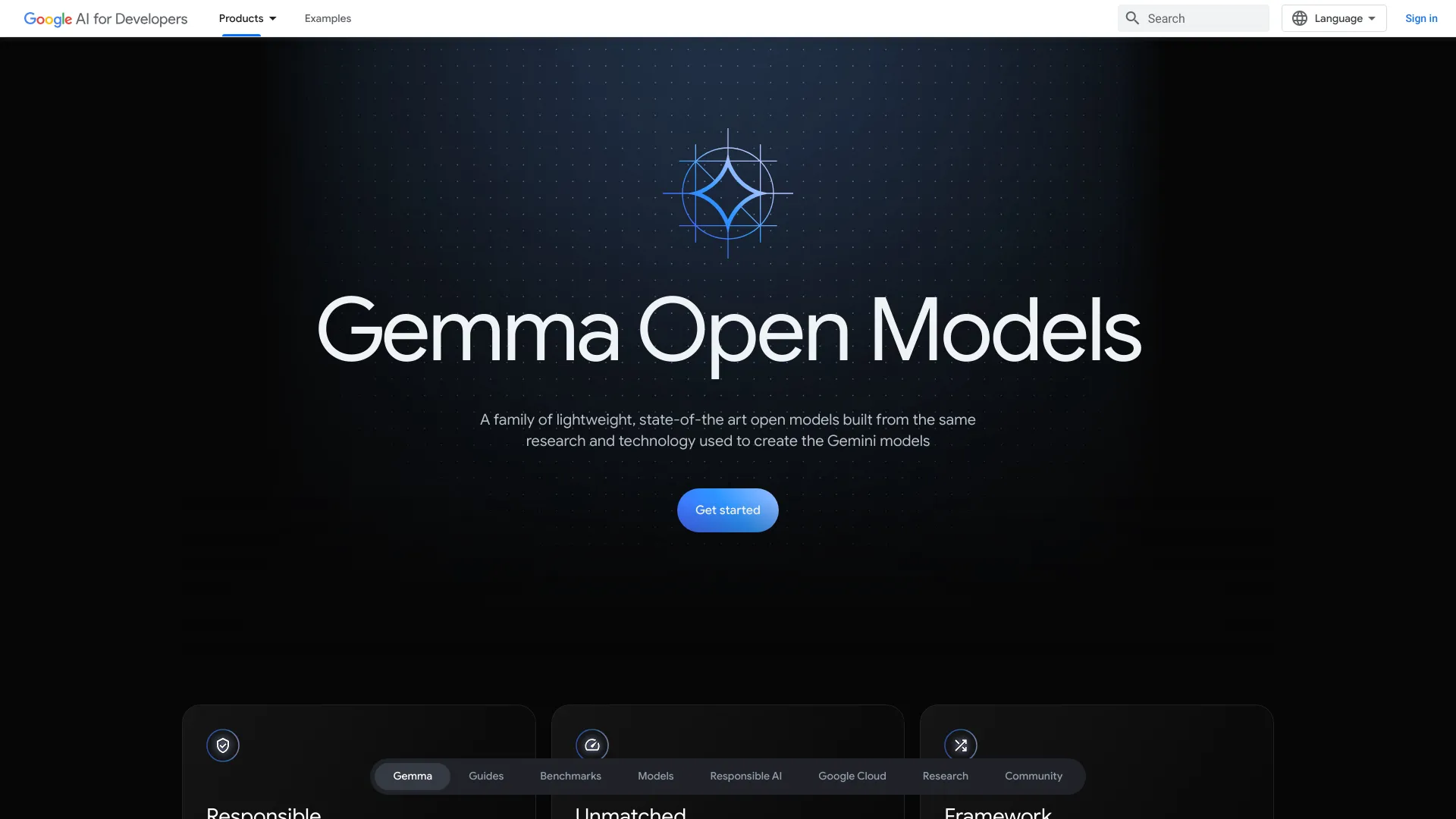 Gemma Open Models by Google screenshot
