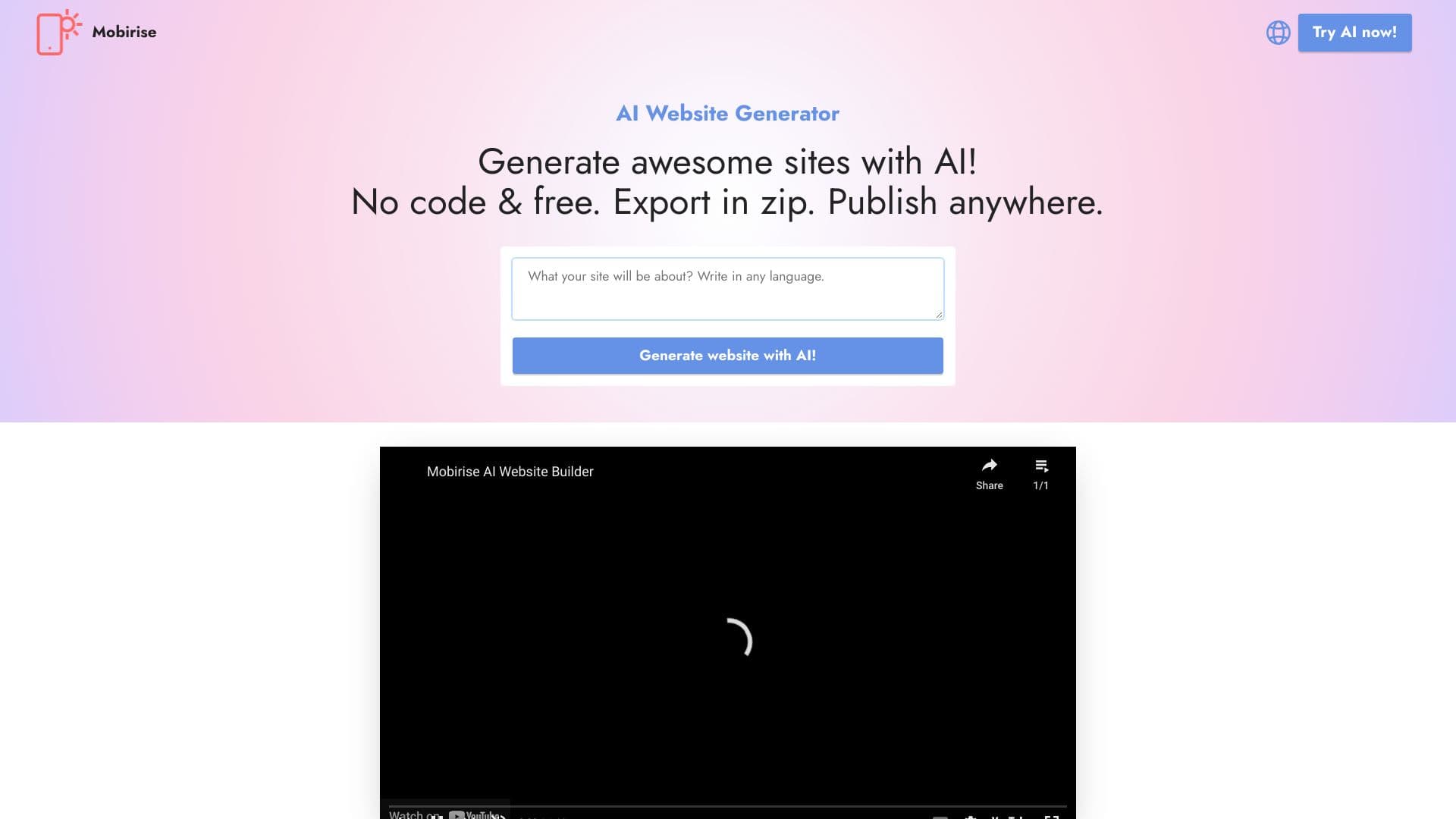 AI Website Generator screenshot