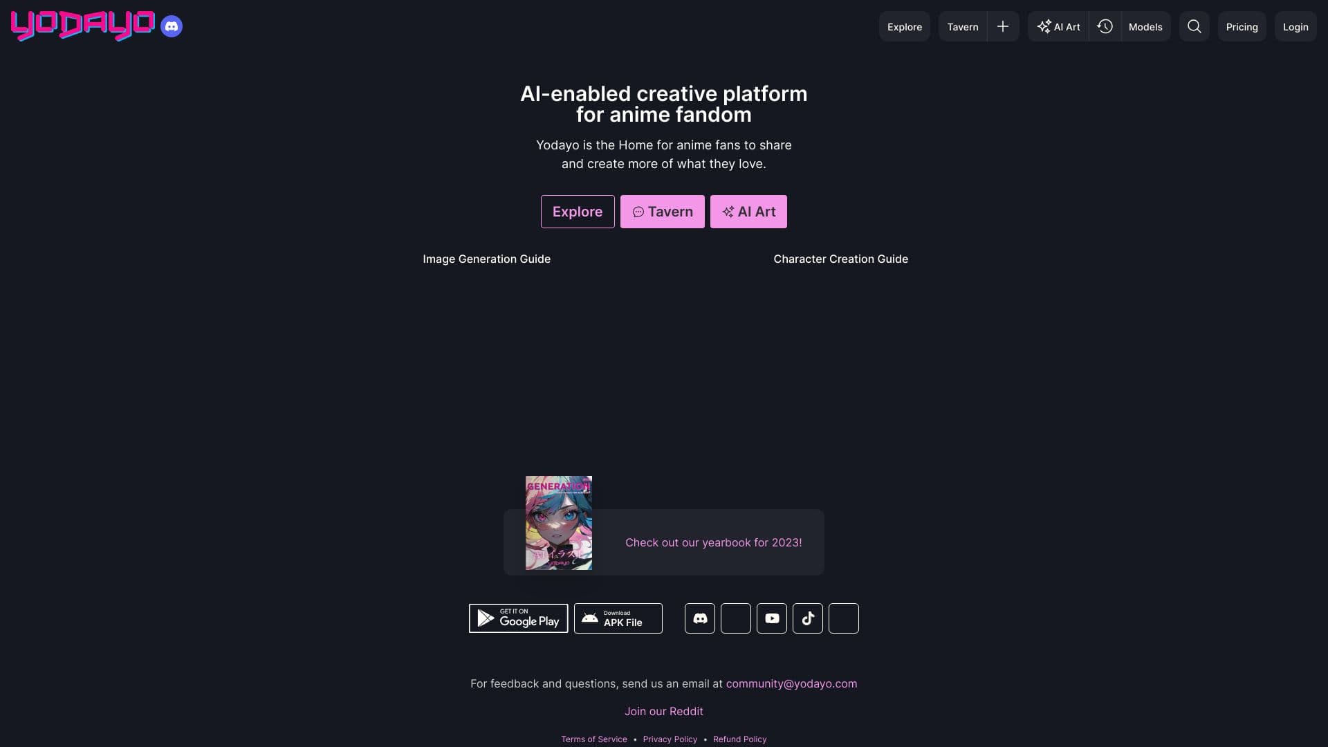 Yodayo AI screenshot