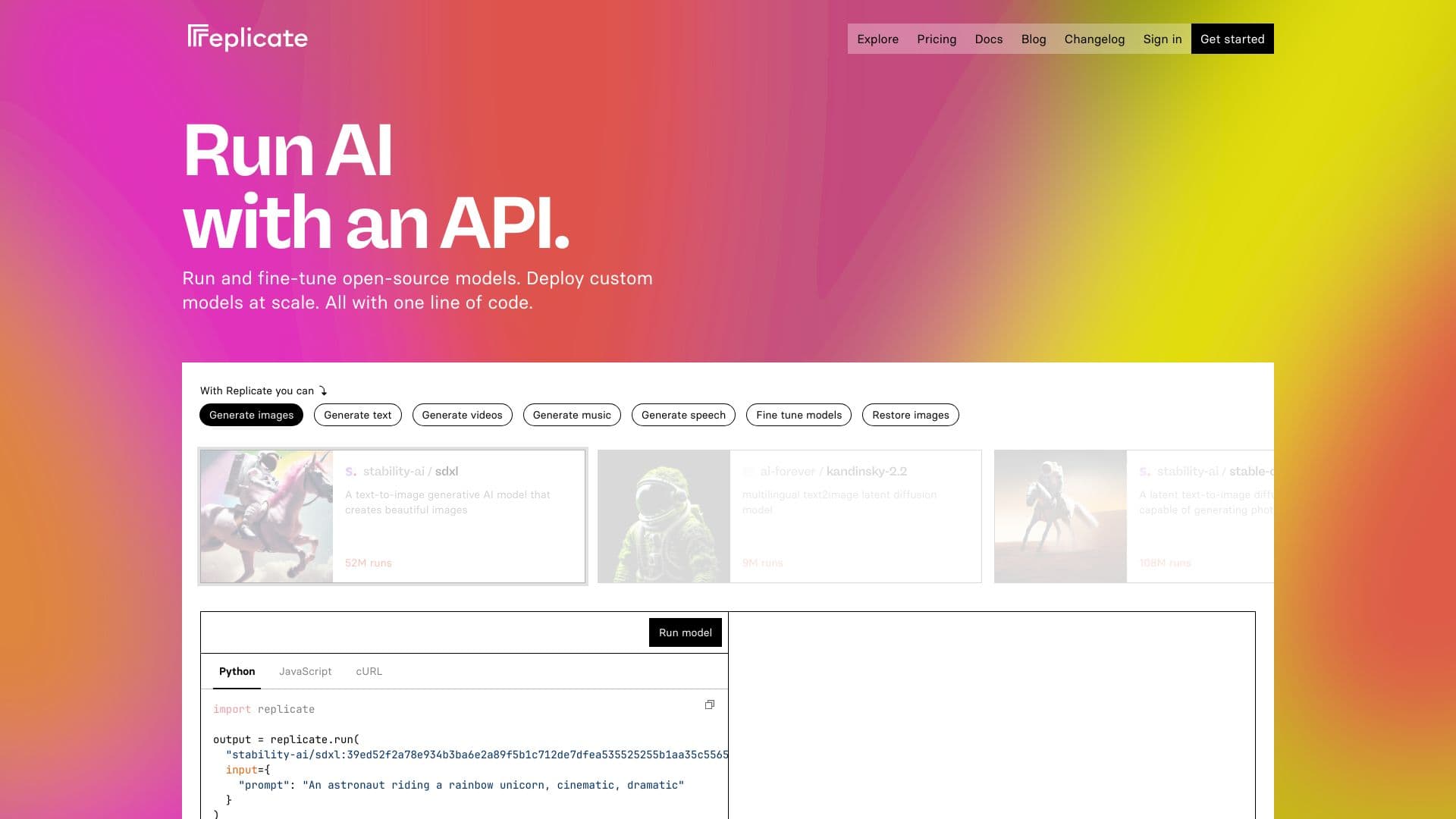 Replicate AI screenshot