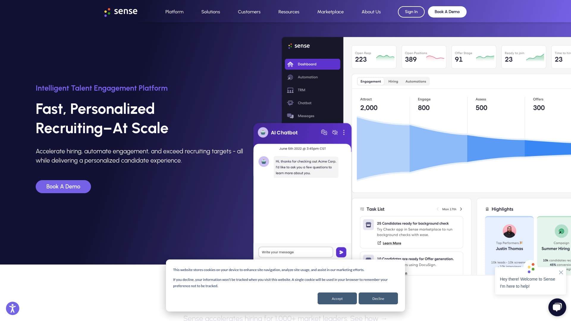 sensehq.com screenshot