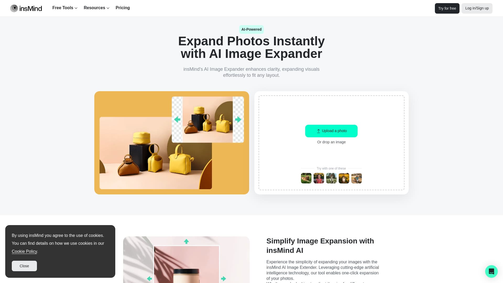 insMind AI Image Expander screenshot