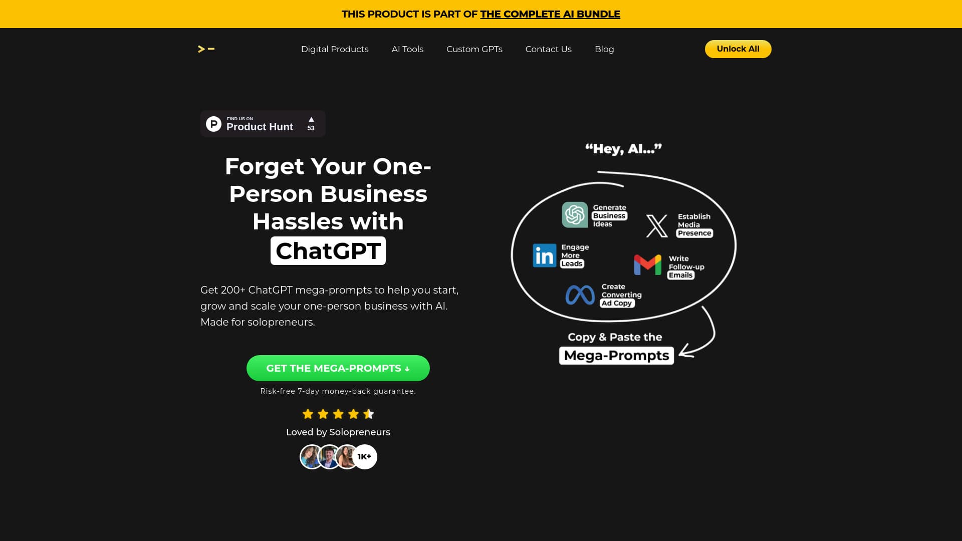 200+ ChatGPT Mega-Prompts for Solopreneurs screenshot