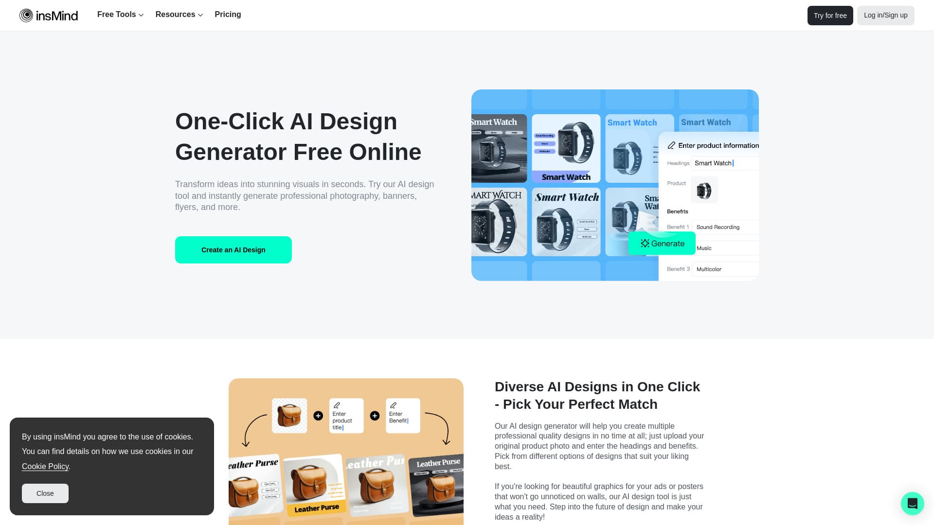 insMind AI Design Generator screenshot