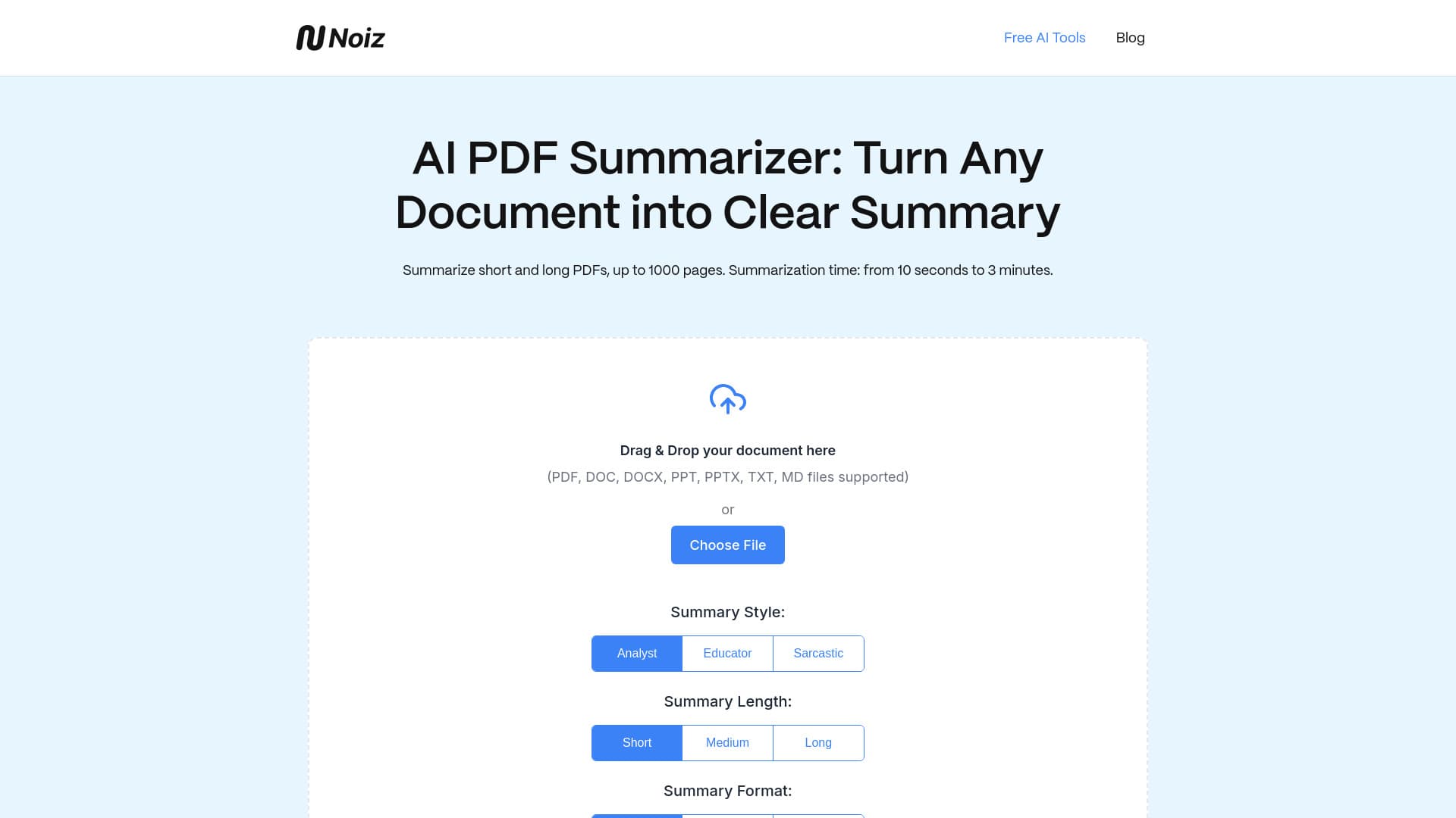 AI PDF Summarizer | Noiz screenshot