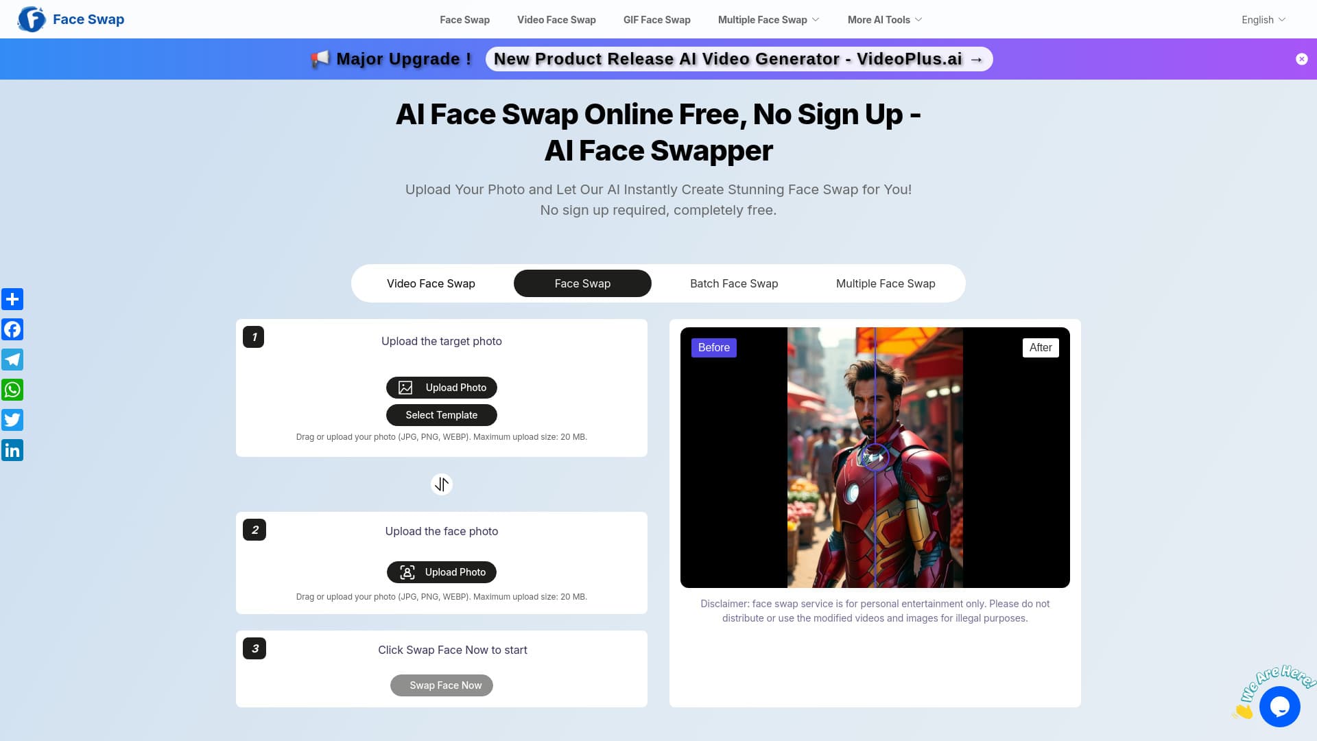 Free AI Face Swap(No sign up,no fee) screenshot