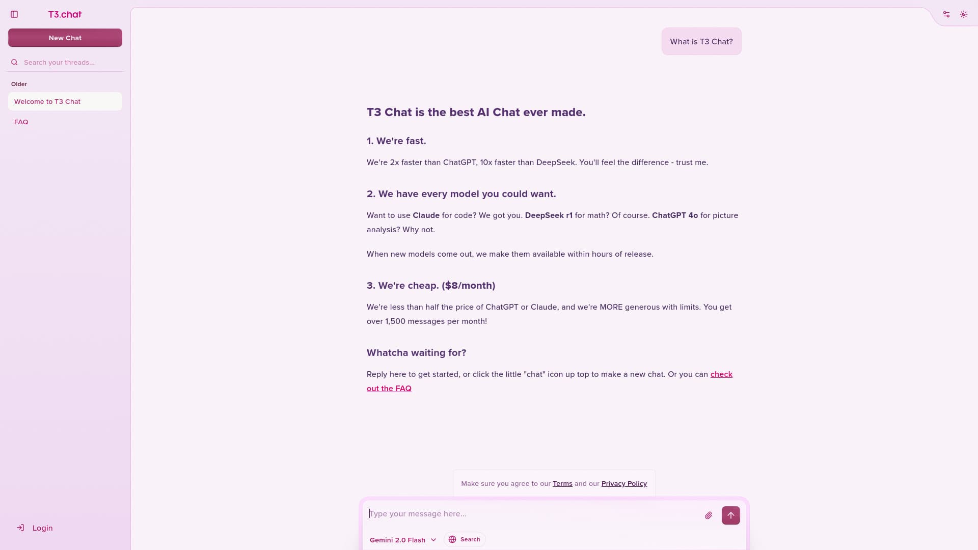 T3 Chat screenshot