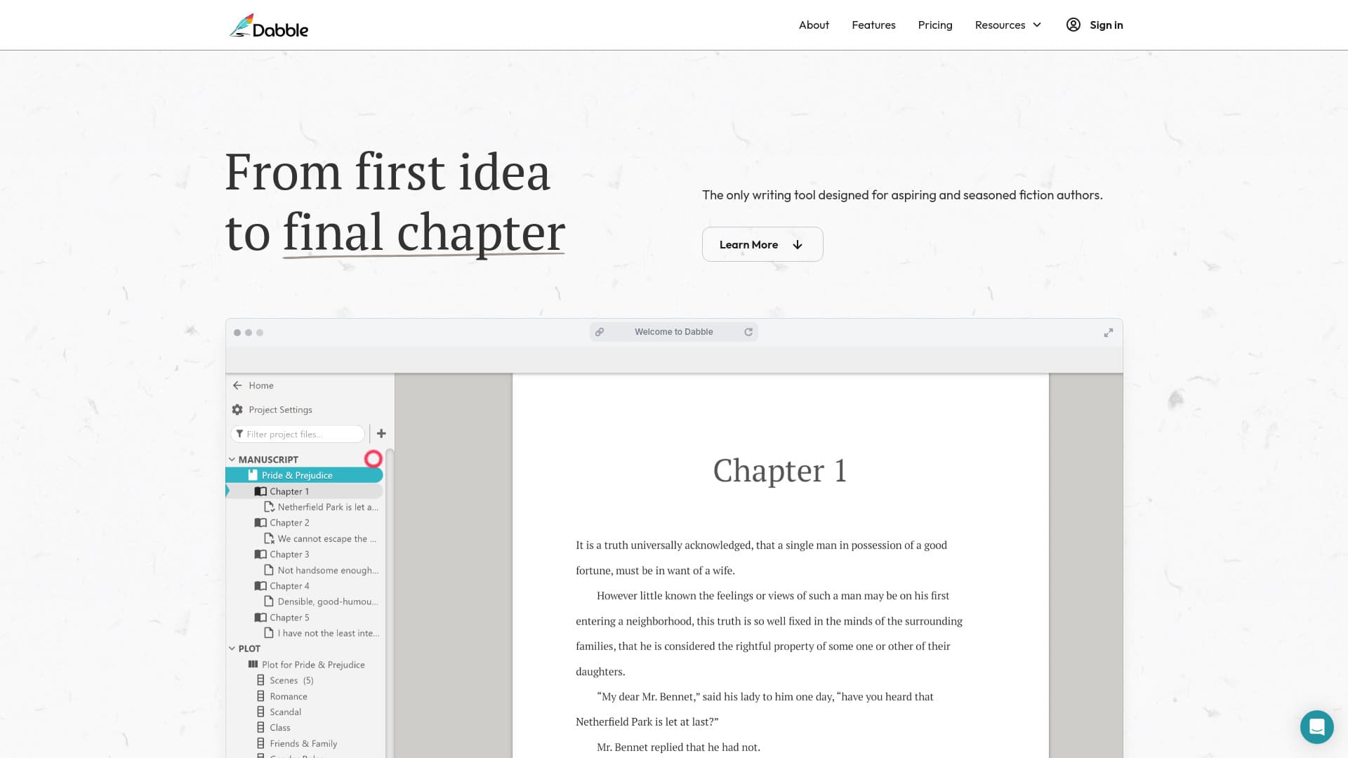 Dabble Book Writing Software screenshot