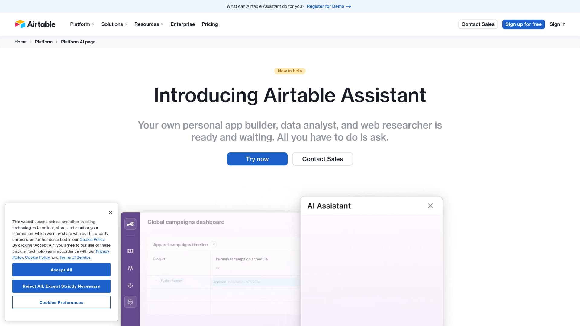 Airtable AI Assistant screenshot