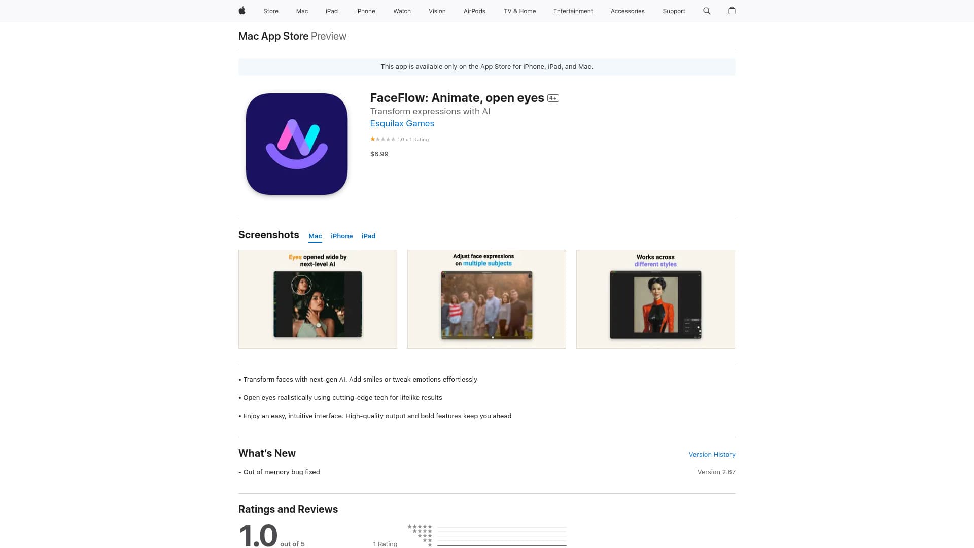 FaceFlow: Animate, open eyes screenshot