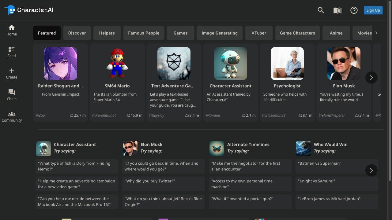 Character AI screenshot