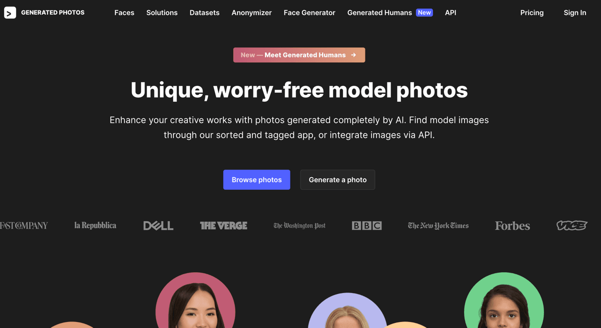 Generated Photos screenshot