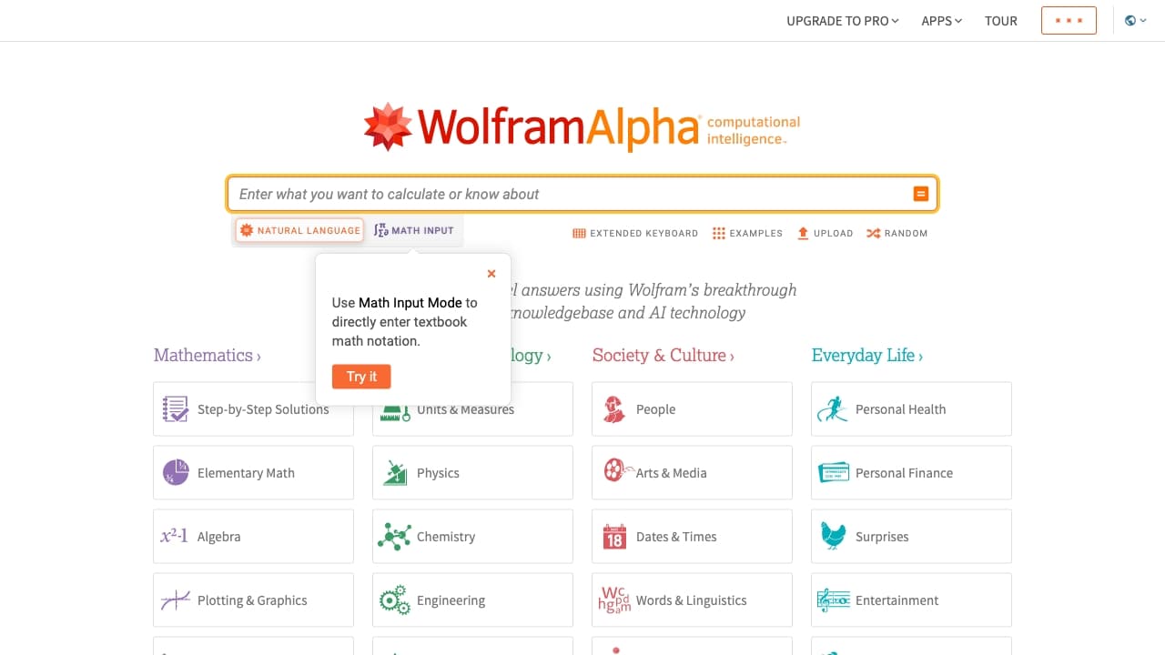 WolframAlpha screenshot