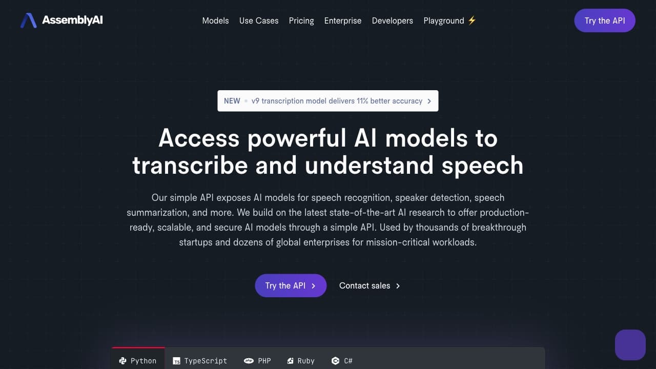 AssemblyAI screenshot