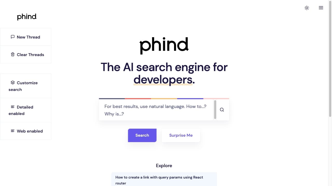 Phind screenshot